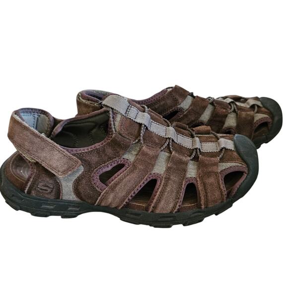 Men's Size 10 - Skechers Brown Leather Outdoor - Fisherman Sandal Shoes - Picture 9 of 11